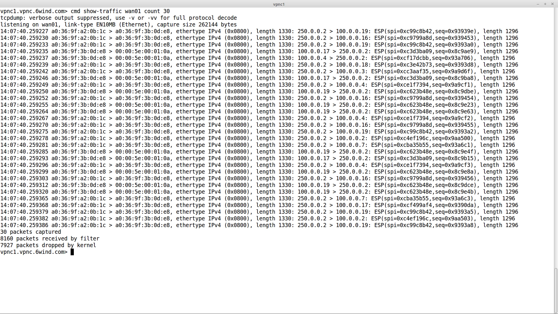 traffic exchanged on the WAN interface