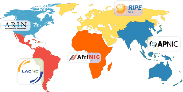 regional internet registries world map